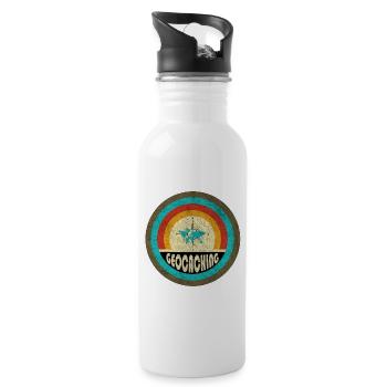 Geocaching vintage design - Water bottle with straw - white - Right