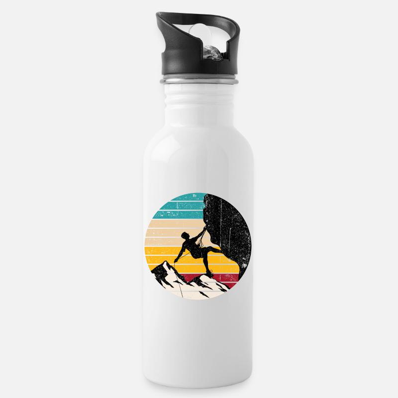 Climber Under Sunset Stripes - Water bottle with straw - white