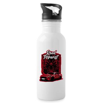 Road Terrorist Red - Trinkflasche mit integriertem Trinkhalm - Weiß - Rechts