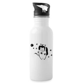 Cool cat in space - Water bottle with straw - white - Right