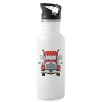 American Truck Laster - Trinkflasche mit integriertem Trinkhalm - Weiß - Rechts