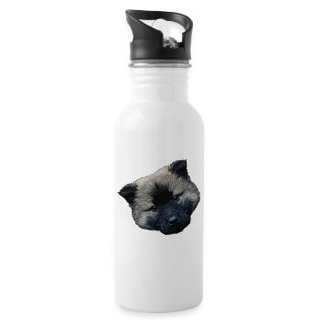 hündchen closing, eurasier welpe - Trinkflasche mit integriertem Trinkhalm - Weiß - Rechts