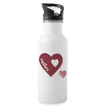 Cœur de Mère Double Cœur Amour Design - Gourde avec paille intégrée - blanc - Droite
