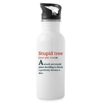 Disc Golf Frisbee Player Coach Stupid Tree Gift - Water bottle with straw - white - Right