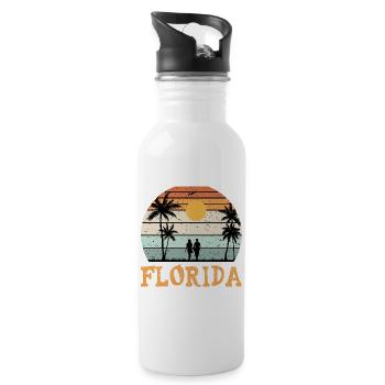 Floride Miami USA Amériques Été Soleil Plage - Gourde avec paille intégrée - blanc - Droite