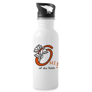 Omi ist die Beste - Trinkflasche mit integriertem Trinkhalm - Weiß - Rechts