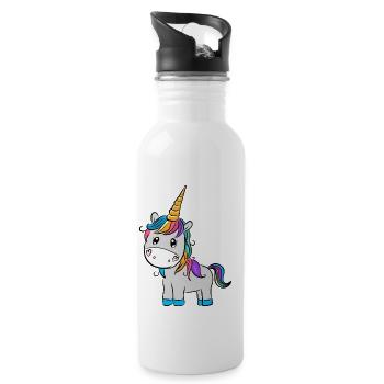 Licorne - Gourde avec paille intégrée - blanc - Droite