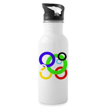 Design colored rings - Water bottle with straw - white - Right