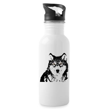 Yeux de Loup Noirs - Gourde avec paille intégrée - blanc - Droite