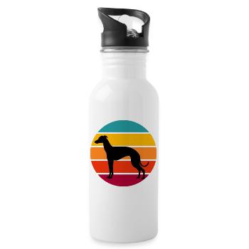 Retro Sunset Greyhound - Trinkflasche mit integriertem Trinkhalm - Weiß - Rechts