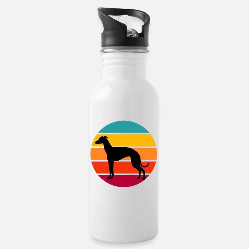Greyhound rétro de coucher du soleil - Gourde avec paille intégrée - blanc