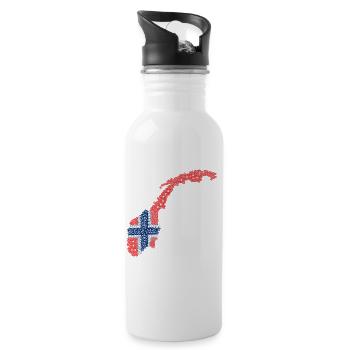 Norwegen, Norwegen flagge, Norwegisch,norwegen fan - Trinkflasche mit integriertem Trinkhalm - Weiß - Rechts