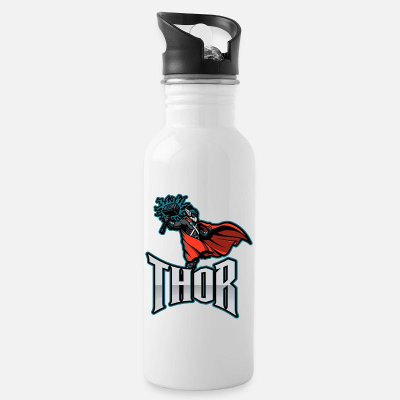 Thor - Trinkflasche mit integriertem Trinkhalm - Weiß