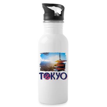 Tokio Tokyo Japan Asien Pagode Berg Mountain - Trinkflasche mit integriertem Trinkhalm - Weiß - Rechts