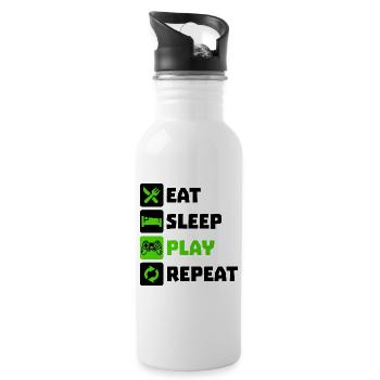 Manger Dormir Répétition Jeux Gamer Gaming - Gourde avec paille intégrée - blanc - Droite
