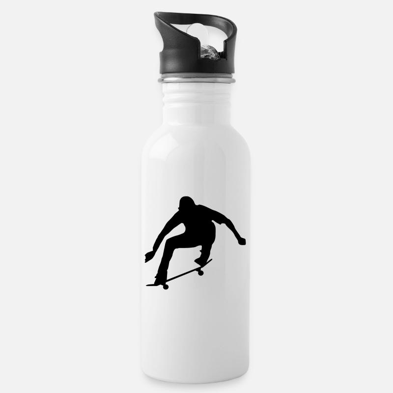 Skate skate skate skate - Gourde avec paille intégrée - blanc
