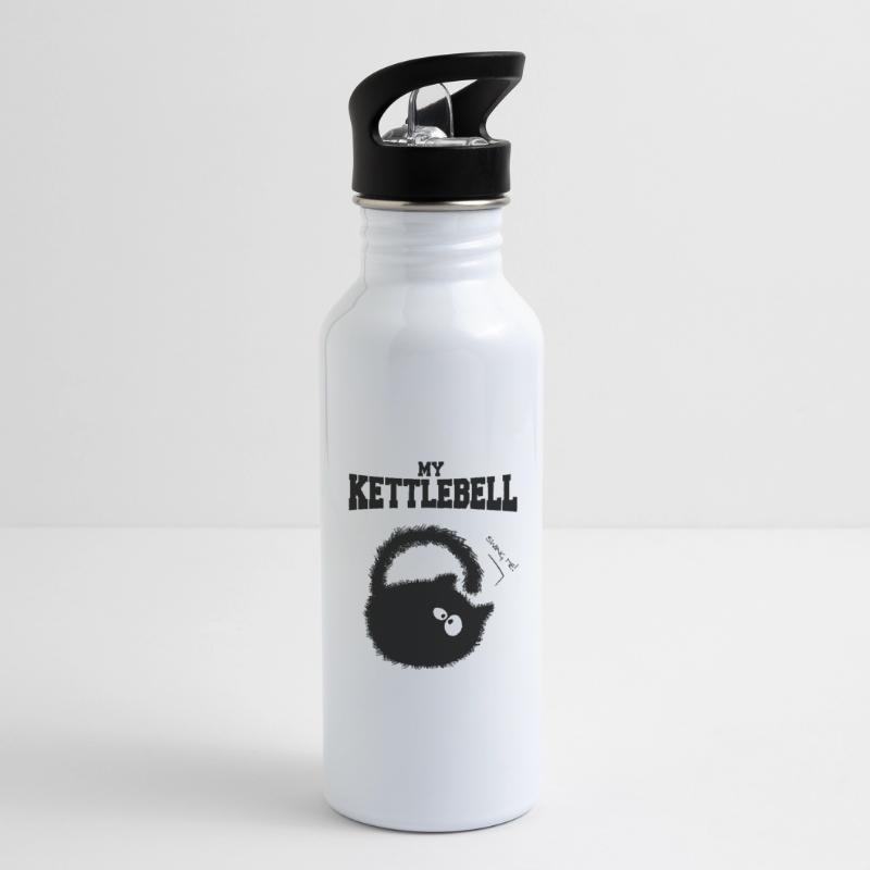 Meine Kettlebell oder Kitte .. Glocke. Trinkflasche mit integriertem Trinkhalm