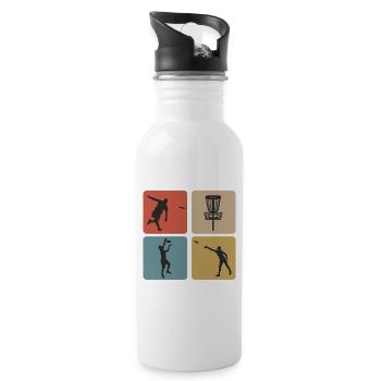 Disc Golf Vintage Sport Design / Geschenkidee - Trinkflasche mit integriertem Trinkhalm - Weiß - Rechts