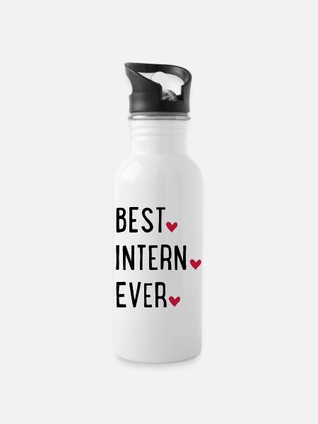 Intern - Water bottle with straw - white