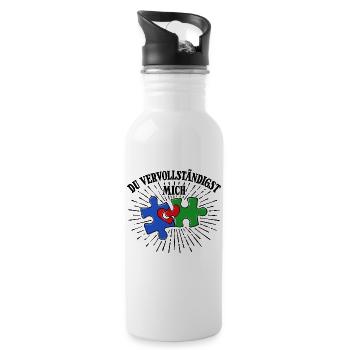 Romantisch Valentinstag Herz Statement - Trinkflasche mit integriertem Trinkhalm - Weiß - Rechts