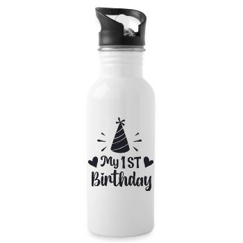 My 1st Birthday - Water bottle with straw - white - Right