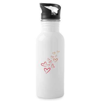 Heart Heart Pattern - Water bottle with straw - white - Right
