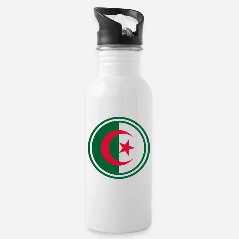 Drapeau de l’Algérie autour - Gourde avec paille intégrée - blanc