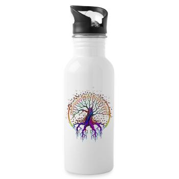Trippy Goa Psychedelisch Rave Trip Hippie - Trinkflasche mit integriertem Trinkhalm - Weiß - Rechts