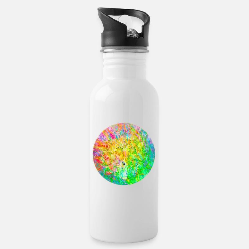 Fröhlicher Frühling - Trinkflasche mit integriertem Trinkhalm - Weiß