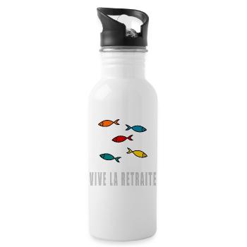 retirement. GOOD RETIREMENT. HAPPY RETIREMENT - Water bottle with straw - white - Right