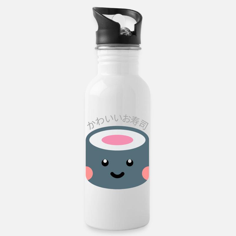 sushi kawaii - Gourde avec paille intégrée - blanc