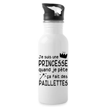 je suis une princesse - Gourde avec paille intégrée - blanc - Droite