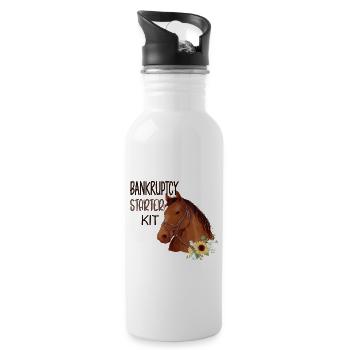 Funny Horse Bankruptcy Starter Kit Quote - Water bottle with straw - white - Right