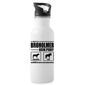 BROHOLMER kein Pony Hundespruch Hunde Wilsigns - Trinkflasche mit integriertem Trinkhalm - Weiß - Rechts