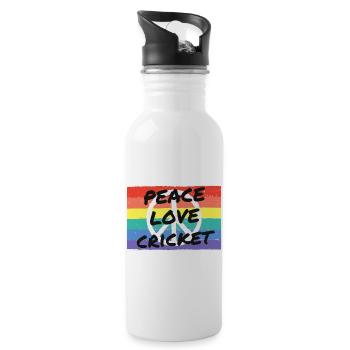 Frieden. Liebe. Kricket - Trinkflasche mit integriertem Trinkhalm - Weiß - Rechts