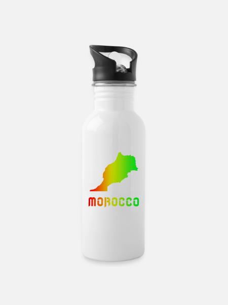 Maroc Arc-en-ciel Plan design / cadeau - Gourde avec paille intégrée - blanc