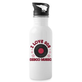 Funny retro i love 80s disco music pop gift - Trinkflasche mit integriertem Trinkhalm - Weiß - Rechts