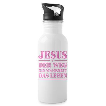 Jesus Weg Die Wahrheit Pink Typografie - Trinkflasche mit integriertem Trinkhalm - Weiß - Rechts