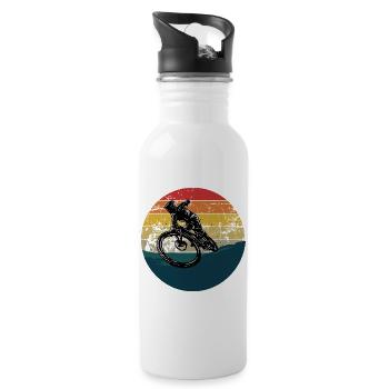 Radstunt im Retro MTB Downhill Mountainbike - Trinkflasche mit integriertem Trinkhalm - Weiß - Rechts