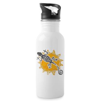 Gecko avec lettrage d’Ibiza sur fond de soleil - Gourde avec paille intégrée - blanc - Droite