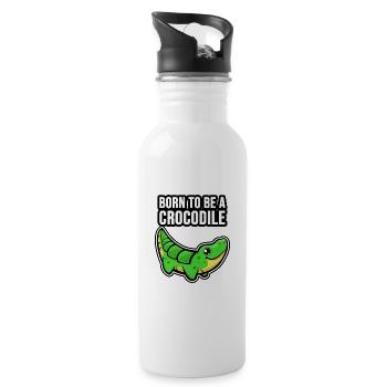 Born to be a Crocodile! crocodile! - Water bottle with straw - white - Right