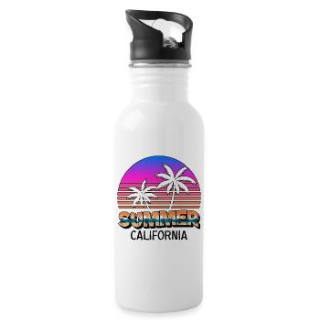 Summer Sun PalmS Beach Sea Summer California - Water bottle with straw - white - Right