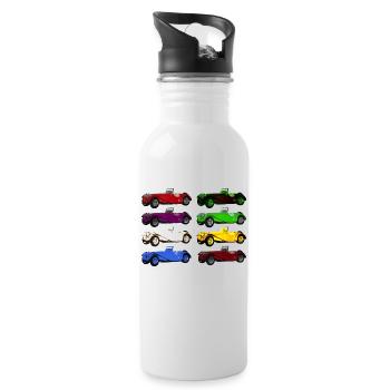 Oldtimer - Colours of cars - Water bottle with straw - white - Right