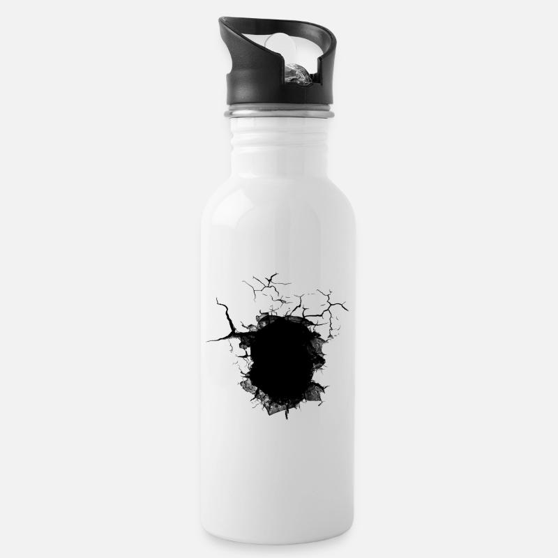 Hole in the wall - Water bottle with straw - white