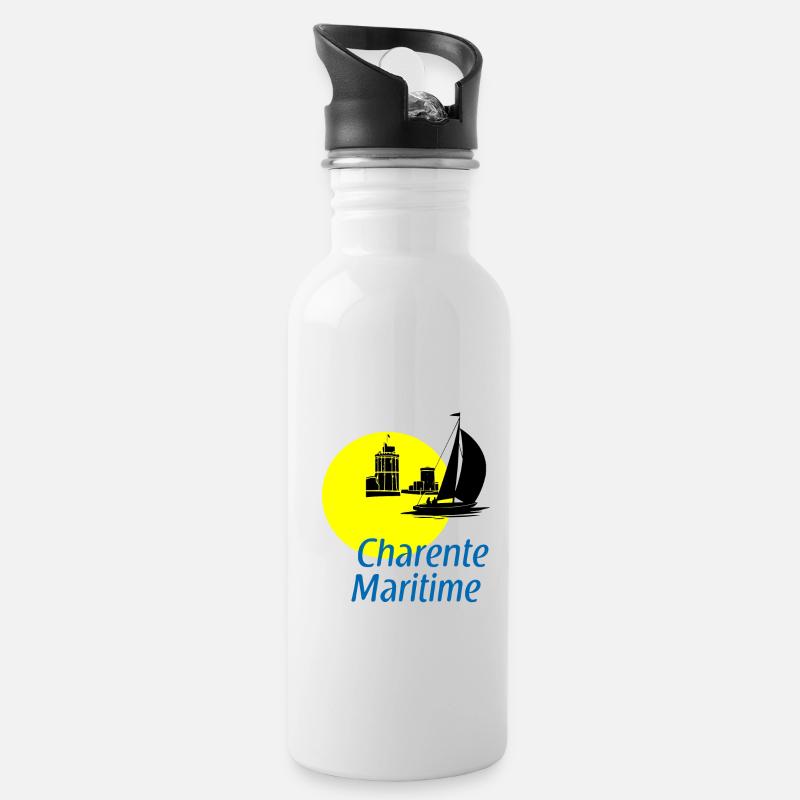 Charente-maritime - Trinkflasche mit integriertem Trinkhalm - Weiß