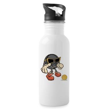 Boulekugel Sonnenbrille Petanque Outfit für Bouler - Trinkflasche mit integriertem Trinkhalm - Weiß - Rechts