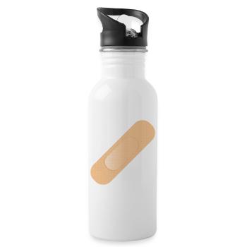 einfaches Heftpflaster als Gestaltungselement - Trinkflasche mit integriertem Trinkhalm - Weiß - Rechts