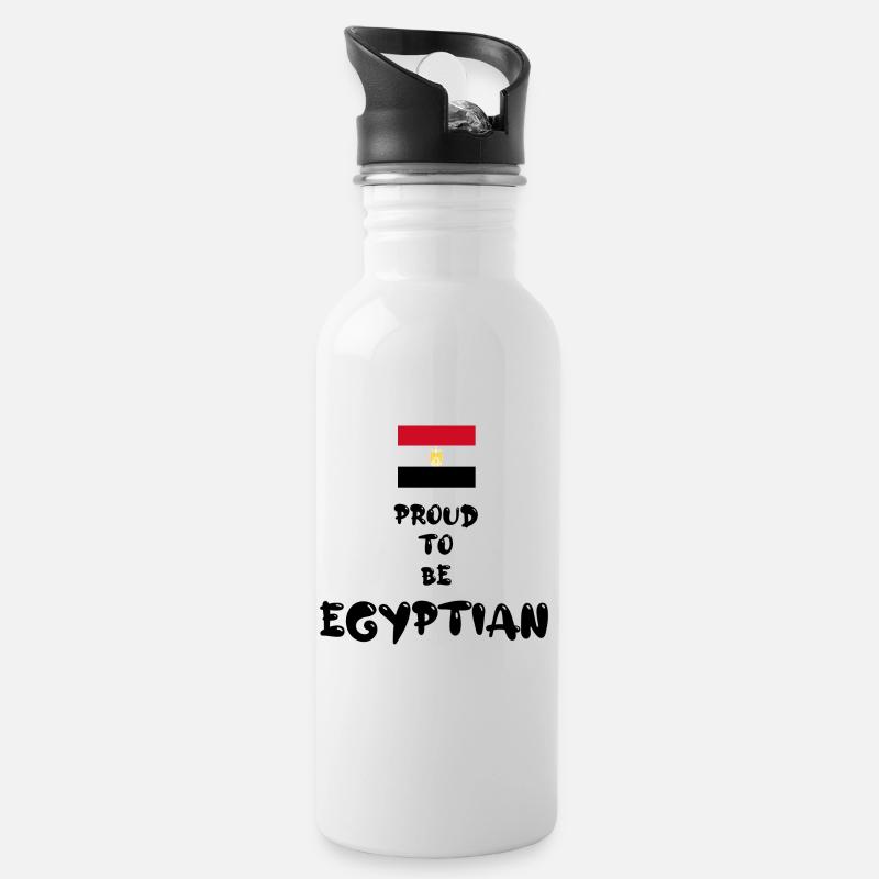 'Proud To Be Egyptian' - Trinkflasche mit integriertem Trinkhalm - Weiß