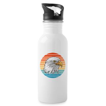 bald eagle - Water bottle with straw - white - Right
