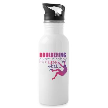 Bouldern Klettern Felswände Felsbrocken Polygon - Trinkflasche mit integriertem Trinkhalm - Weiß - Rechts